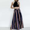 Women's pants fashion striped sexy split wide-leg pants casual pants women