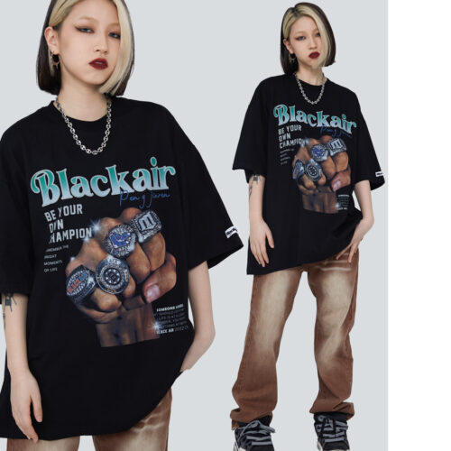 Vintage Print Unisex Ring Fist Print T-shirt Men