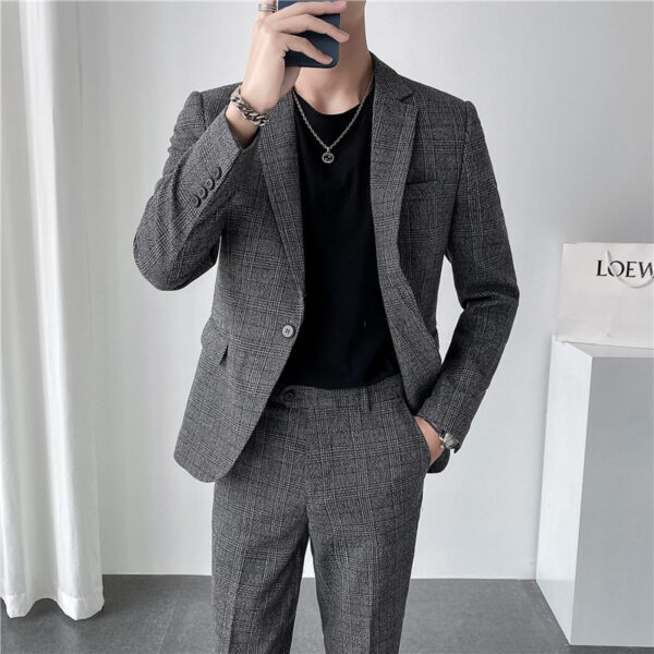 Autumn Men's Plaid Suit