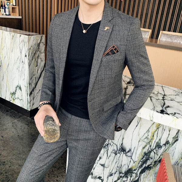 Autumn Men's Plaid Suit