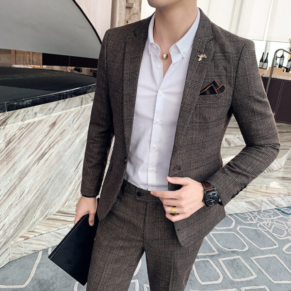 Autumn Men's Plaid Suit