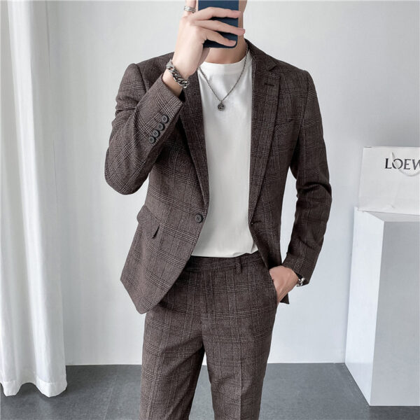 Autumn Men's Plaid Suit