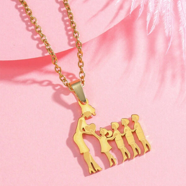 Warm Family Silhouette Family Necklace Stainless Steel Pendant Ornament