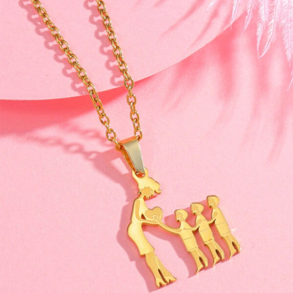 Warm Family Silhouette Family Necklace Stainless Steel Pendant Ornament