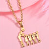 Warm Family Silhouette Family Necklace Stainless Steel Pendant Ornament
