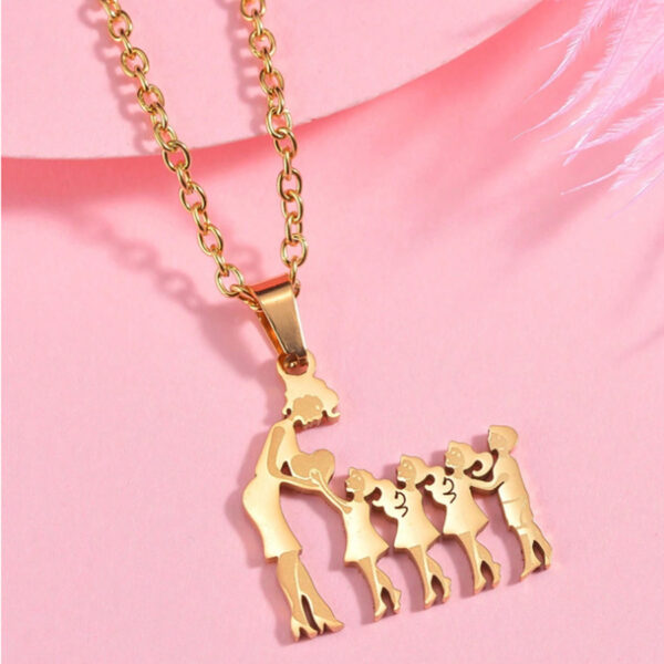 Warm Family Silhouette Family Necklace Stainless Steel Pendant Ornament
