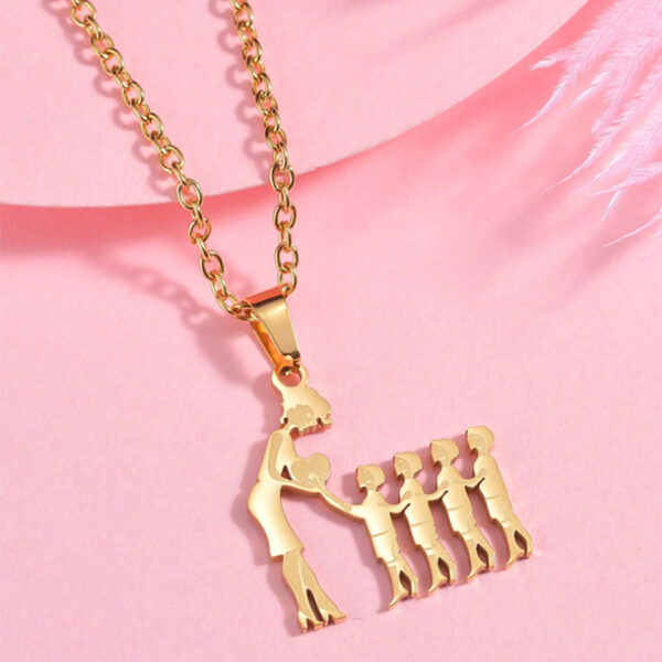 Warm Family Silhouette Family Necklace Stainless Steel Pendant Ornament