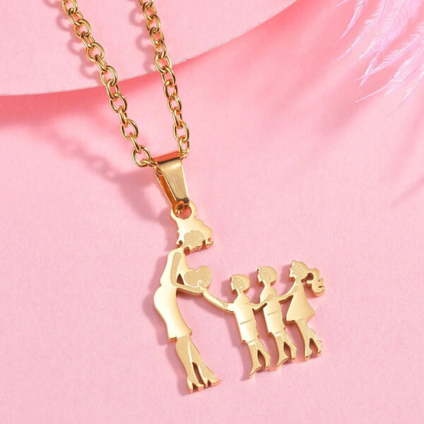 Warm Family Silhouette Family Necklace Stainless Steel Pendant Ornament
