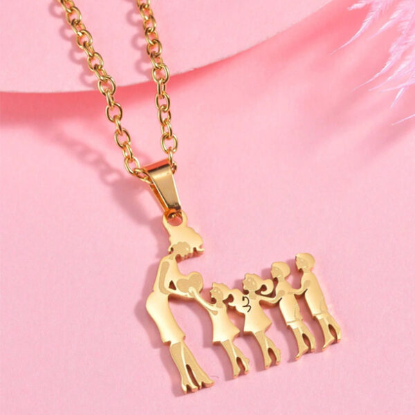 Warm Family Silhouette Family Necklace Stainless Steel Pendant Ornament