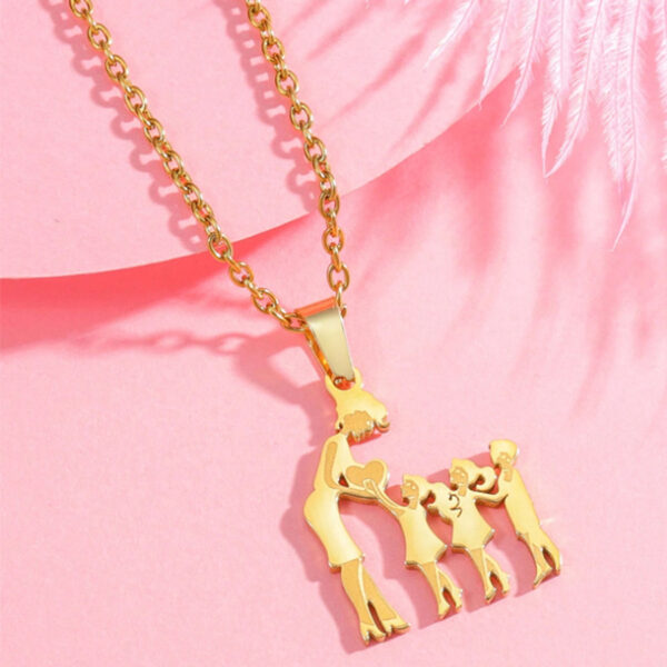 Warm Family Silhouette Family Necklace Stainless Steel Pendant Ornament