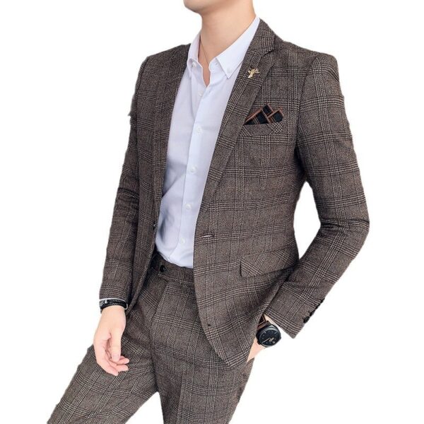 Autumn Men's Plaid Suit