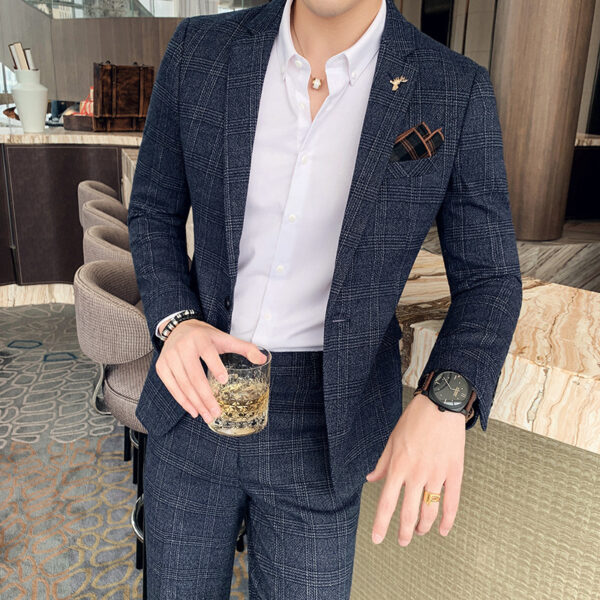 Autumn Men's Plaid Suit
