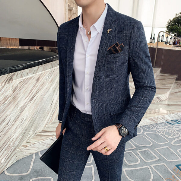 Autumn Men's Plaid Suit