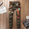 Men's ripped embroidered jeans