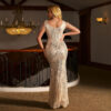 Sleeveless V-neck Sequins Beads Slim-fit