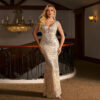 Sleeveless V-neck Sequins Beads Slim-fit